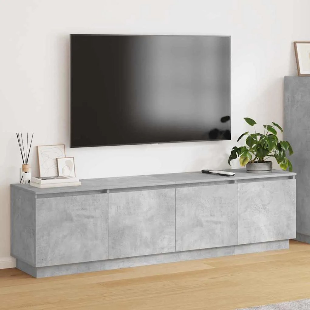 vidaXL Βιτρίνα τηλεόρασης με LED Γκρι σκυροδέματος 180 x 38 x 49 εκ