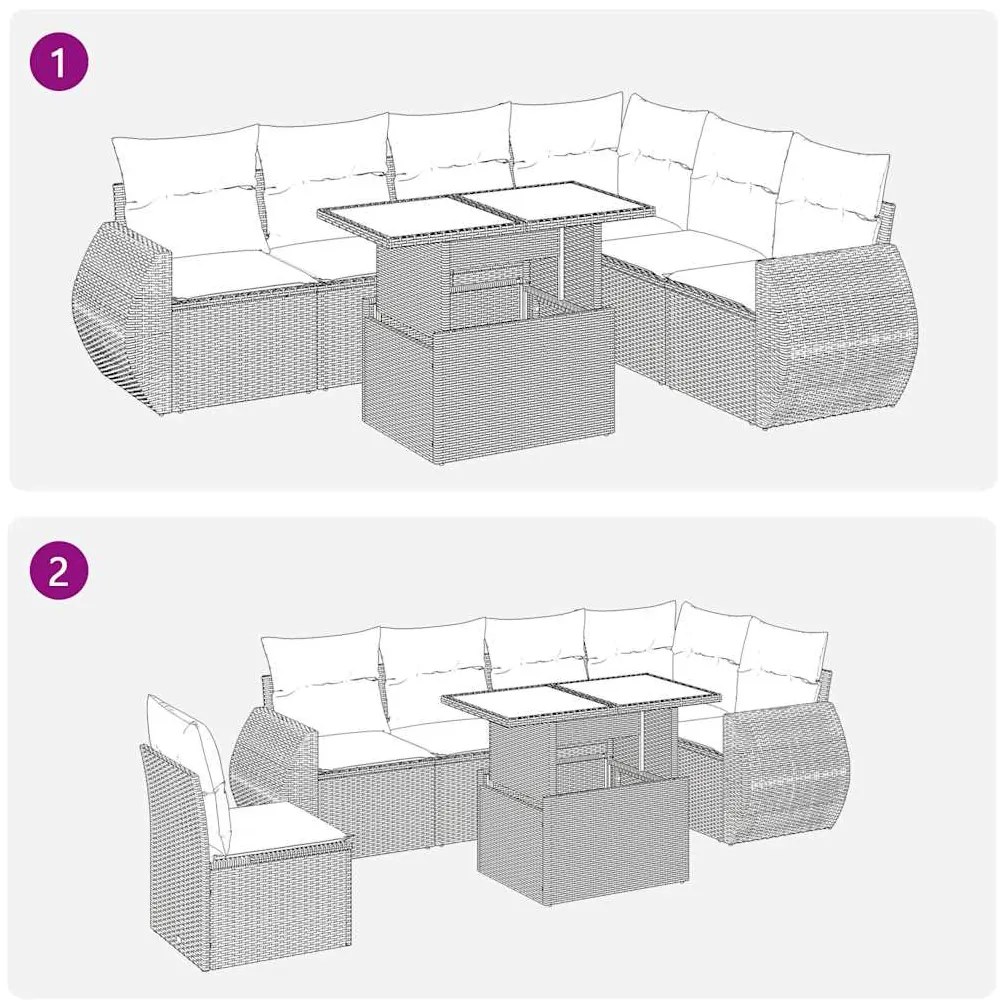 vidaXL Σαλόνι Κήπου Σετ 7 τεμ. Μπεζ Συνθετικό Ρατάν με Μαξιλάρια