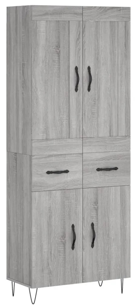 vidaXL Ντουλάπι Γκρι Sonoma 69,5 x 34 x 180 εκ. Επεξεργασμένο Ξύλο
