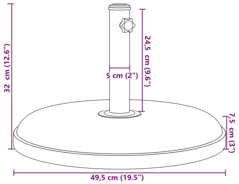 Βάση Ομπρέλας για Ιστό Ø32/35/38 χιλ. 25 κ. Στρογγυλή - Μαύρο