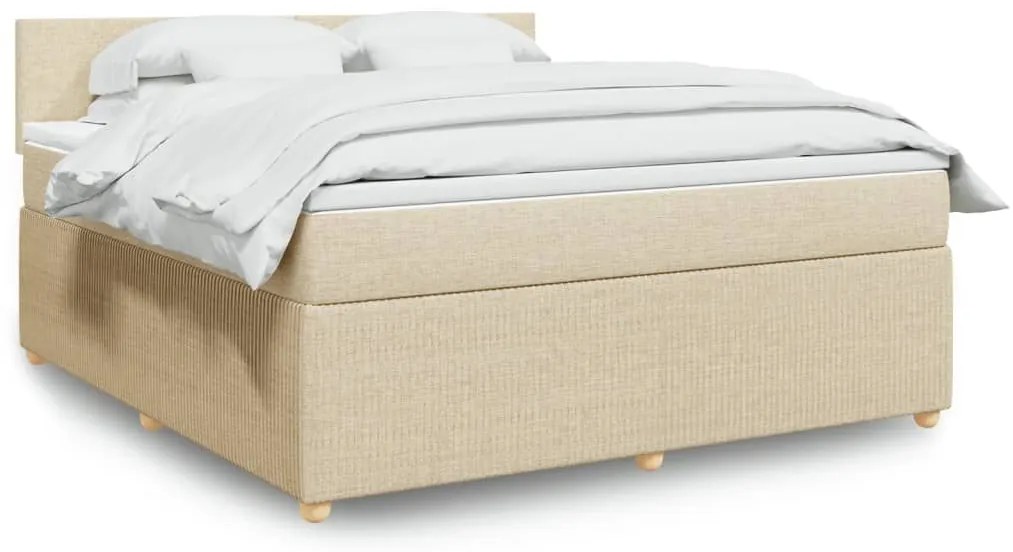 ΚΡΕΒΑΤΙ BOXSPRING ΜΕ ΣΤΡΩΜΑ ΚΡΕΜ 180X200 ΕΚ. ΥΦΑΣΜΑΤΙΝΟ 3287533