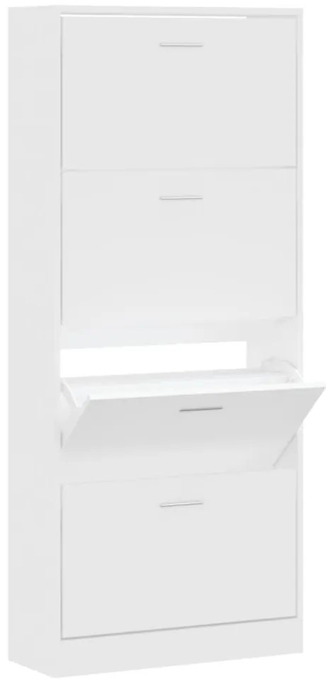 vidaXL Παπουτσοθήκη Λευκή 63 x 24 x 147 εκ. από Επεξεργασμένο Ξύλο