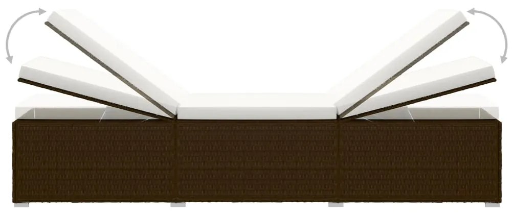 vidaXL Ξαπλώστρα Καφέ από Συνθετικό Ρατάν με Μαξιλάρι & Τραπεζάκι