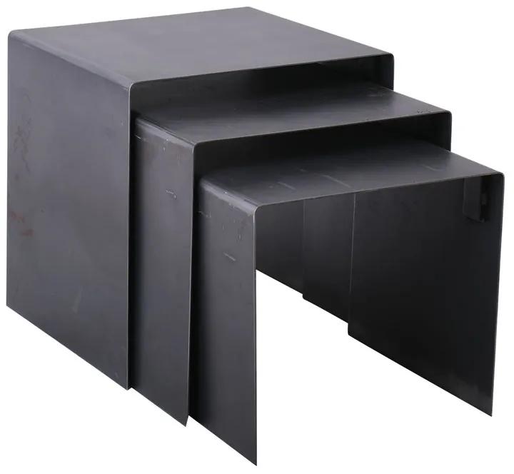 IRON Set 3 Τραπεζάκια Βοηθητικά, Μέταλλο Βαφή Antique Black  45x40x45_ 43x38x41_ 41x36x37cm [-Μαύρο-] [-Μέταλλο-] ΕΜ700