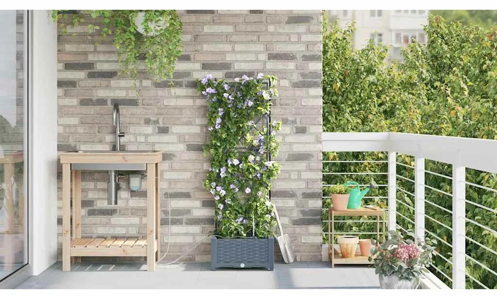 vidaXL Ζαρντινιέρες κήπου Ανοιχτό γκρι 40 x 40 x 126 cm Ατσάλι