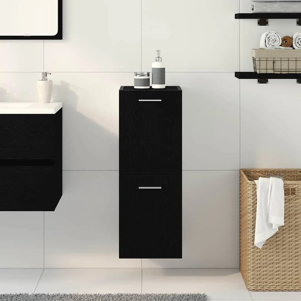 vidaXL Ντουλάπι Μπάνιου Μαύρη Οξυά 30 x 30 x 80 cm Επεξεργασμένο ξύλο