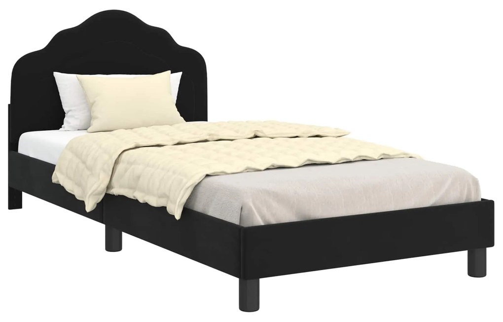 vidaXL Κρεβάτι Παιδικής Κρεβατοκάμαρας με Κεφαλάκι Μαύρο 90 x 190 cm