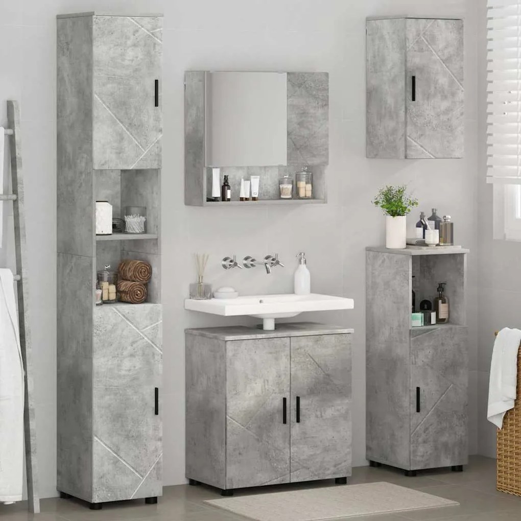 vidaXL Σετ Επίπλων Μπάνιου 5 pcs Γκρι σκυροδέματος 61 x 35 x 64 εκ.