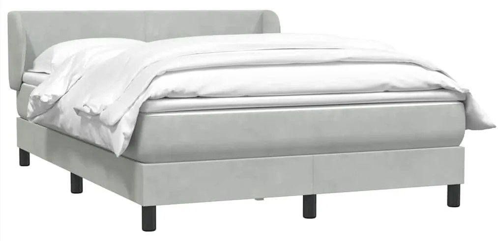 vidaXL Κρεβάτι Boxspring με Στρώμα Ανοιχτό Γκρι 160x220 εκ. Βελούδινο