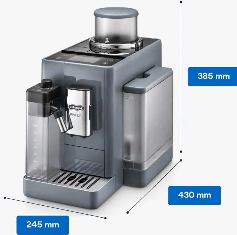Μηχανή Espresso DeLonghi Rivelia Pebble Grey EXAM440.55.G, 1450W, 19 bar, 1.4l, οθόνη αφής TFT, Twin Shot, Bean Adapt, 17 ποτά, Stone Grey