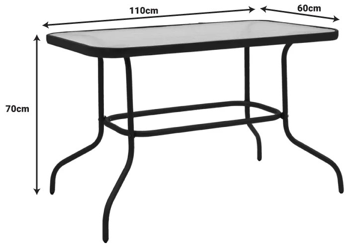 Τραπέζι Valor pakoworld μέταλλο μαύρο-γυαλί 110x60x70εκ - 130-000094