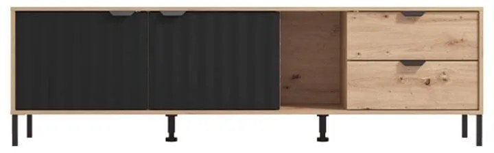 Έπιπλο Τηλεόρασης Vandea 4K2F2V Artisan Oak - Μαύρο Μάτ 183x40x54 εκ. 183x40x54 εκ.