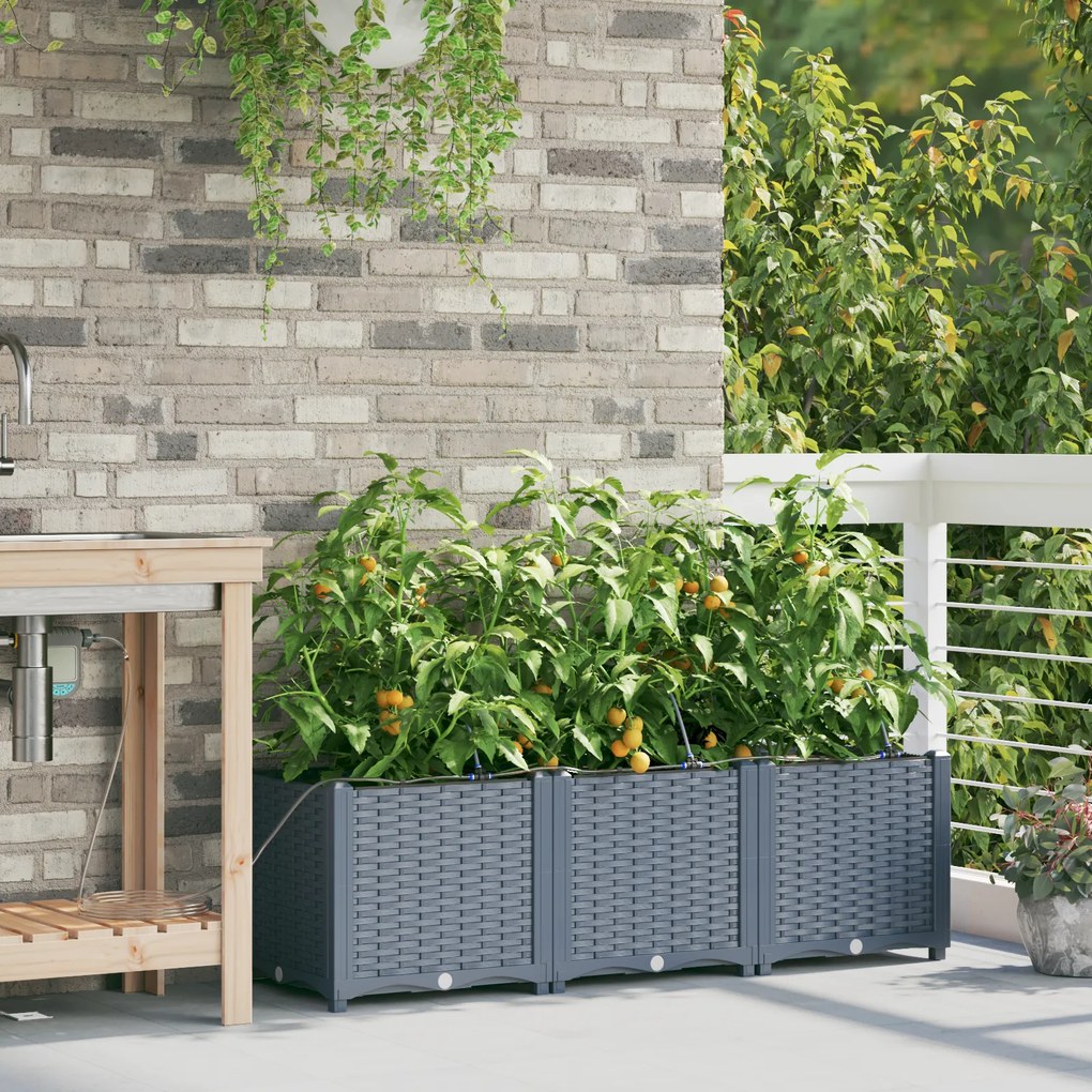 vidaXL Γλάστρες Κήπου 1 τεμ Ανοιχτό γκρι 120 x 40 x 37.5 cm Πλαστικό