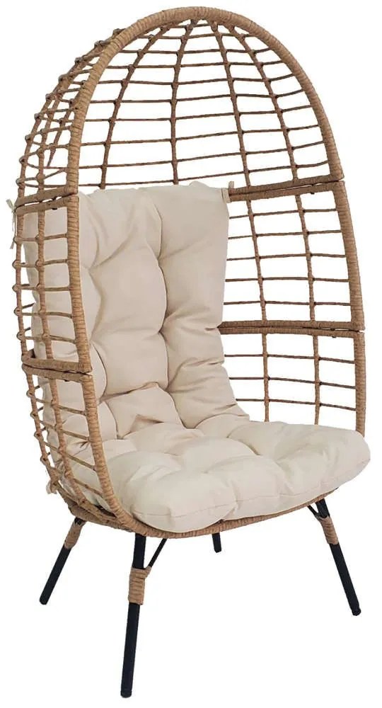 Πολυθρόνα Φωλιά HM5869.01 76x67x145cm Rattan Πόδια Black-Beige