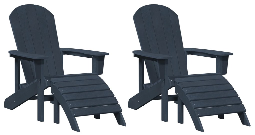 vidaXL Καρέκλες Adirondack με Πόδια 2 τμχ Ναυτικό Μπλε HDPE