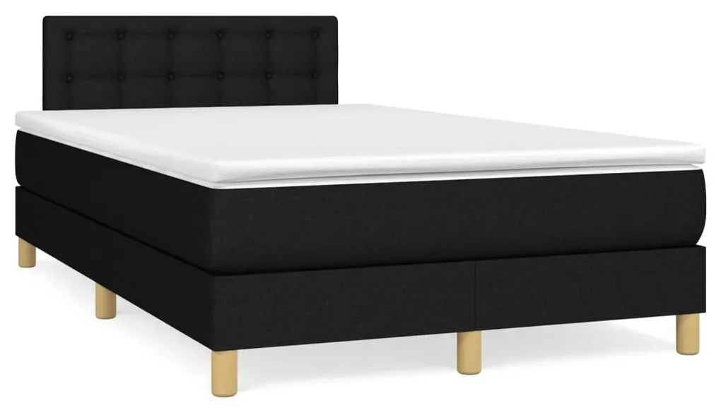 vidaXL Κρεβάτι Boxspring με Στρώμα Μαύρο 120x200 εκ. Υφασμάτινο