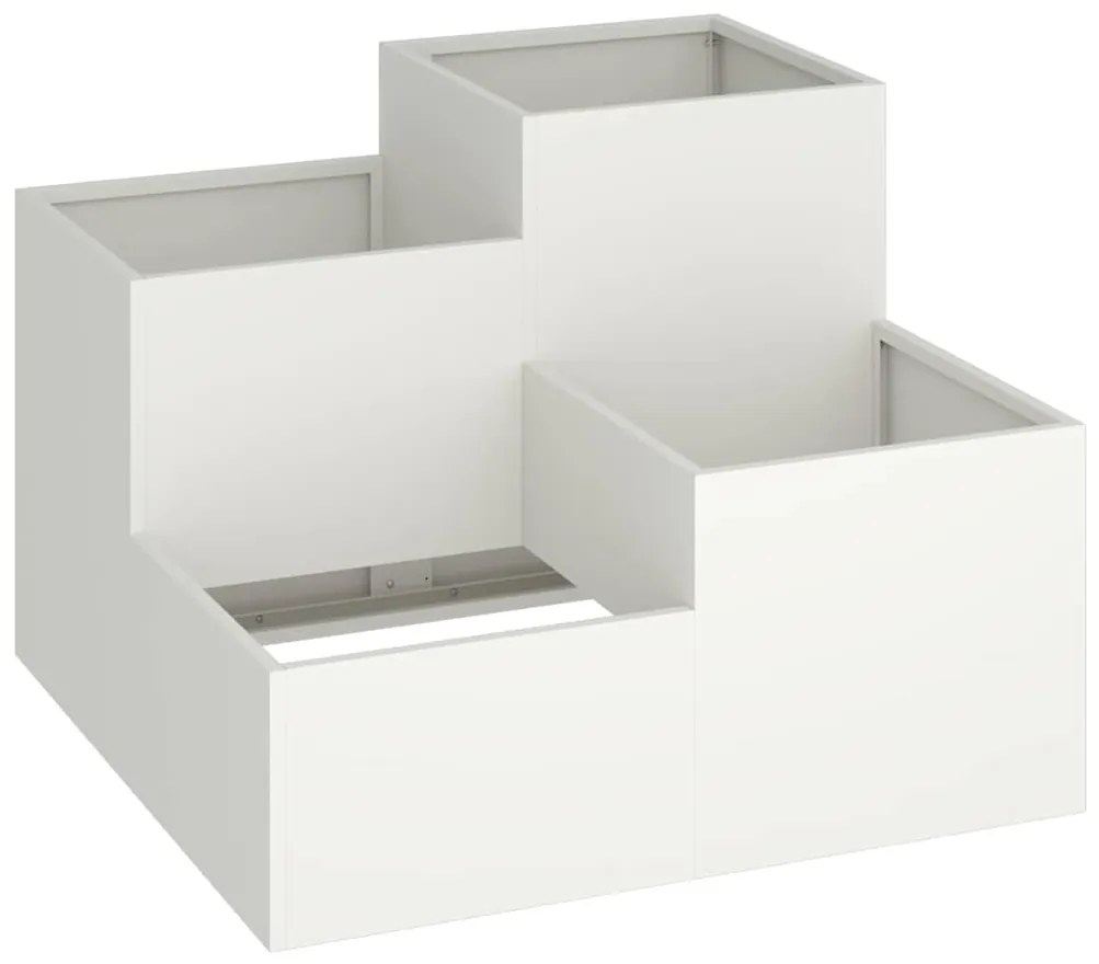 vidaXL Γλάστρα Κήπου Λευκό 80 x 80 x 60 εκ. Ατσάλι