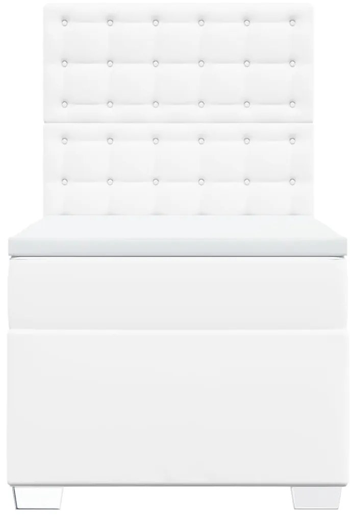 vidaXL Κρεβάτι Boxspring με Στρώμα Λευκό 100x200εκ.από Συνθετικό Δέρμα