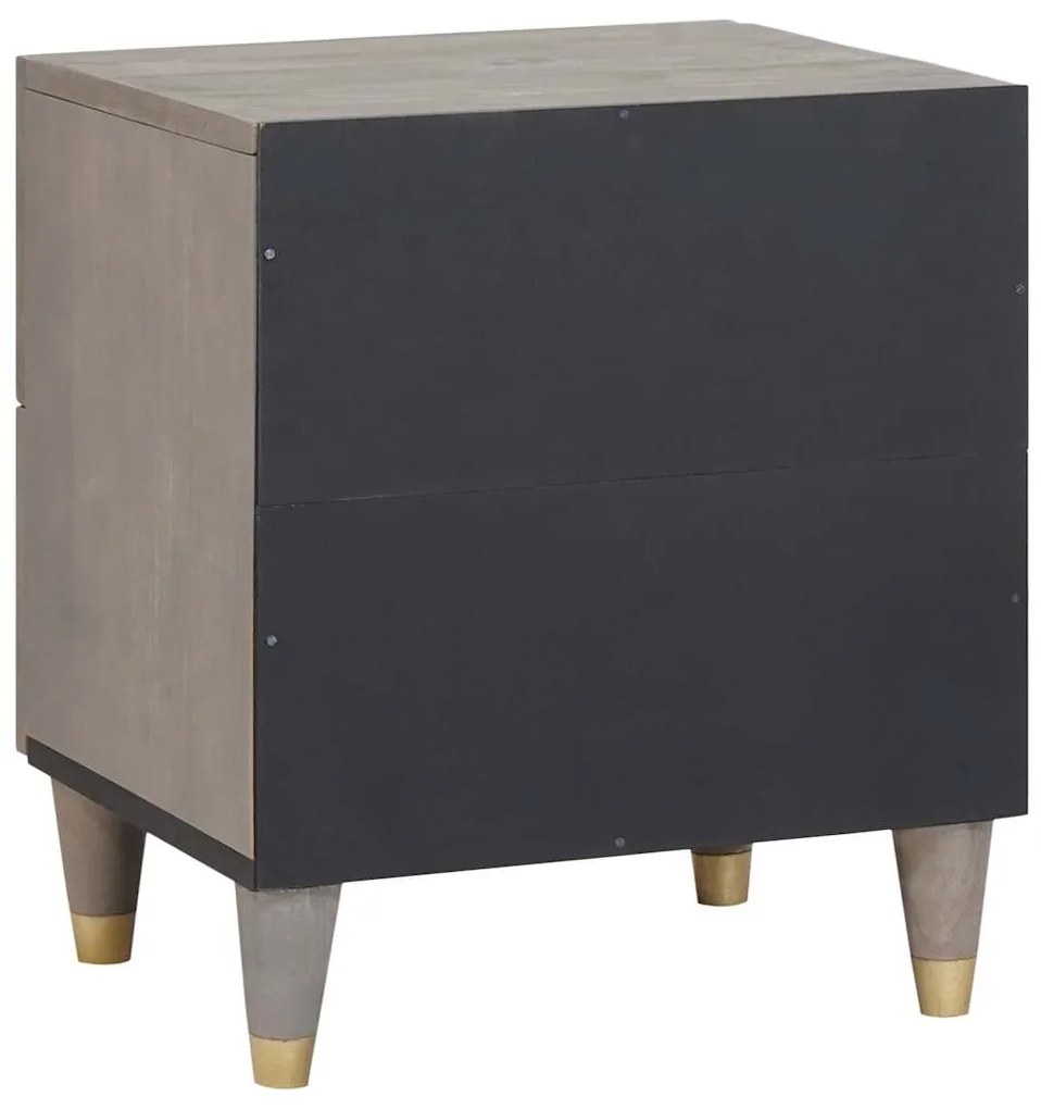 vidaXL Κομοδίνο με συρτάρι Γκρι 40 x 33 x 46 εκ. Μασίφ ξύλο μάνγκο