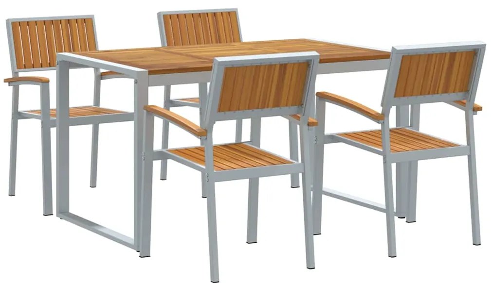 vidaXL Σέτ φαγητού για κήπο 5 pcs Γκρι και καφέ 140 x 80 x 75 cm