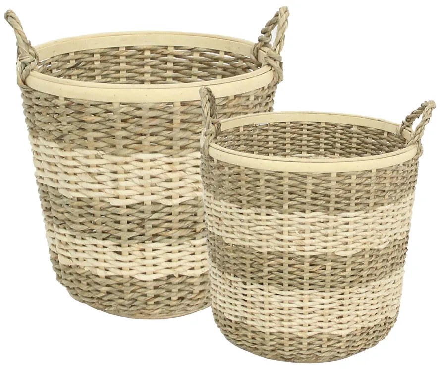 SIKINOS ΚΑΛΑΘΙ SET 2ΤΜΧ ΣΧΟΙΝΙ BAMBOO ΦΥΣΙΚΟ ΜΠΕΖ 35x35xH43cm - 032085