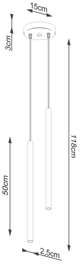 Κρεμαστό φωτιστικό PASTELO 2 μαύρο,ατσάλι,2xmax 8W LED