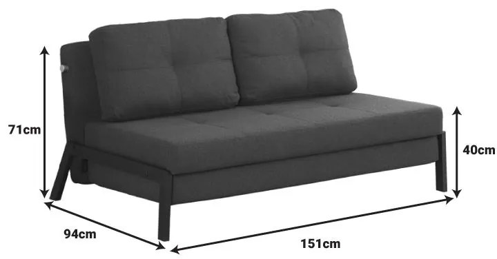 Καναπές - Kρεβάτι Hafrene Ύφασμα Ανθρακί 151x94x71 εκ. 151x94x71 εκ.