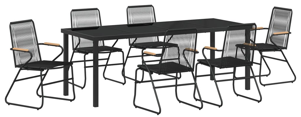 vidaXL Σετ Φαγητού 7 Τεμαχίων Κήπου Μαύρο PVC Rattan