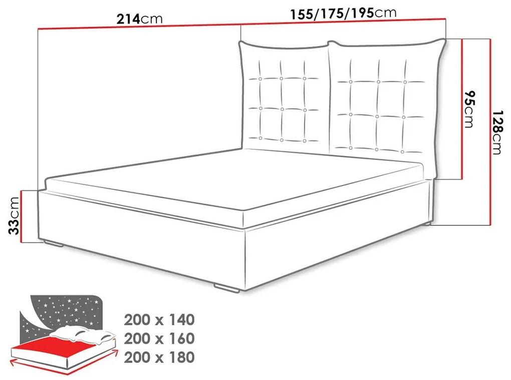 Κρεβάτι Florence 104, Διπλό, Γκρι, 180x200, Ταπισερί, Τάβλες για Κρεβάτι, 195x214x128cm, 103 kg | Epipla1.gr