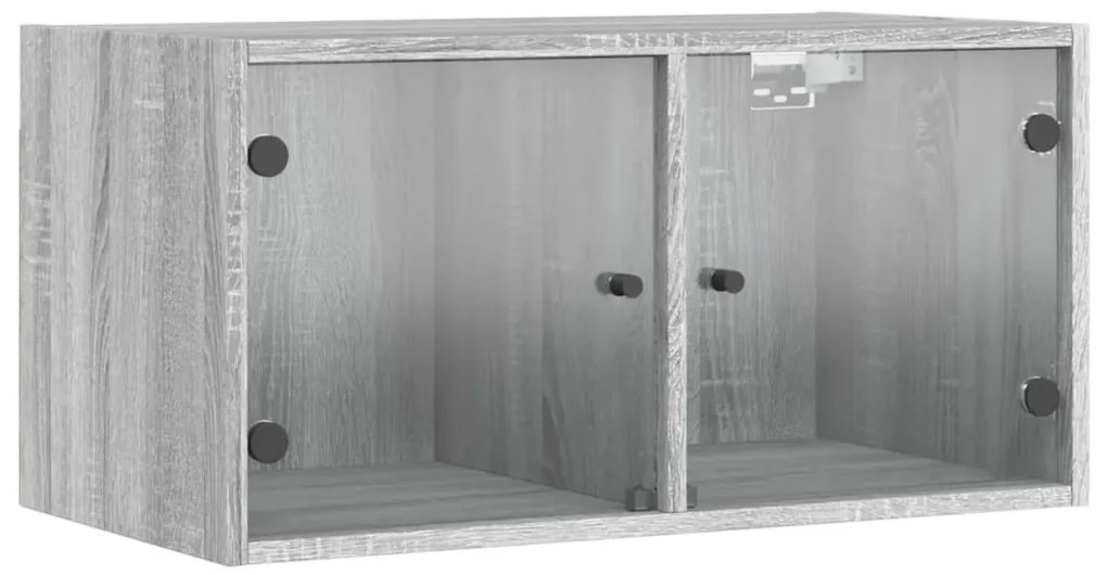 vidaXL Κομοδίνα 2 τεμ. Γκρι Sonoma 68,5x37x35 εκ. με Γυάλινες Πόρτες