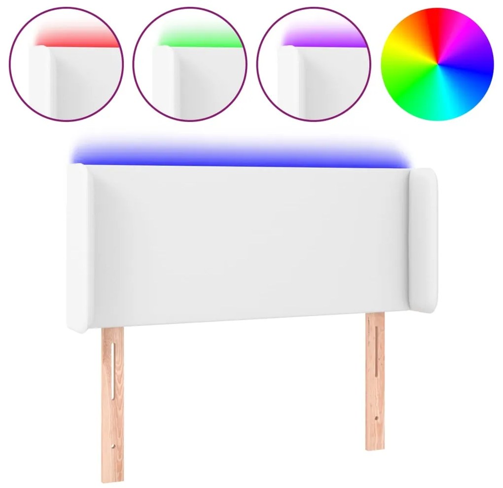 vidaXL Κεφαλάρι Κρεβατιού LED Λευκό 103x16x78/88 εκ. Συνθετ. Δέρμα