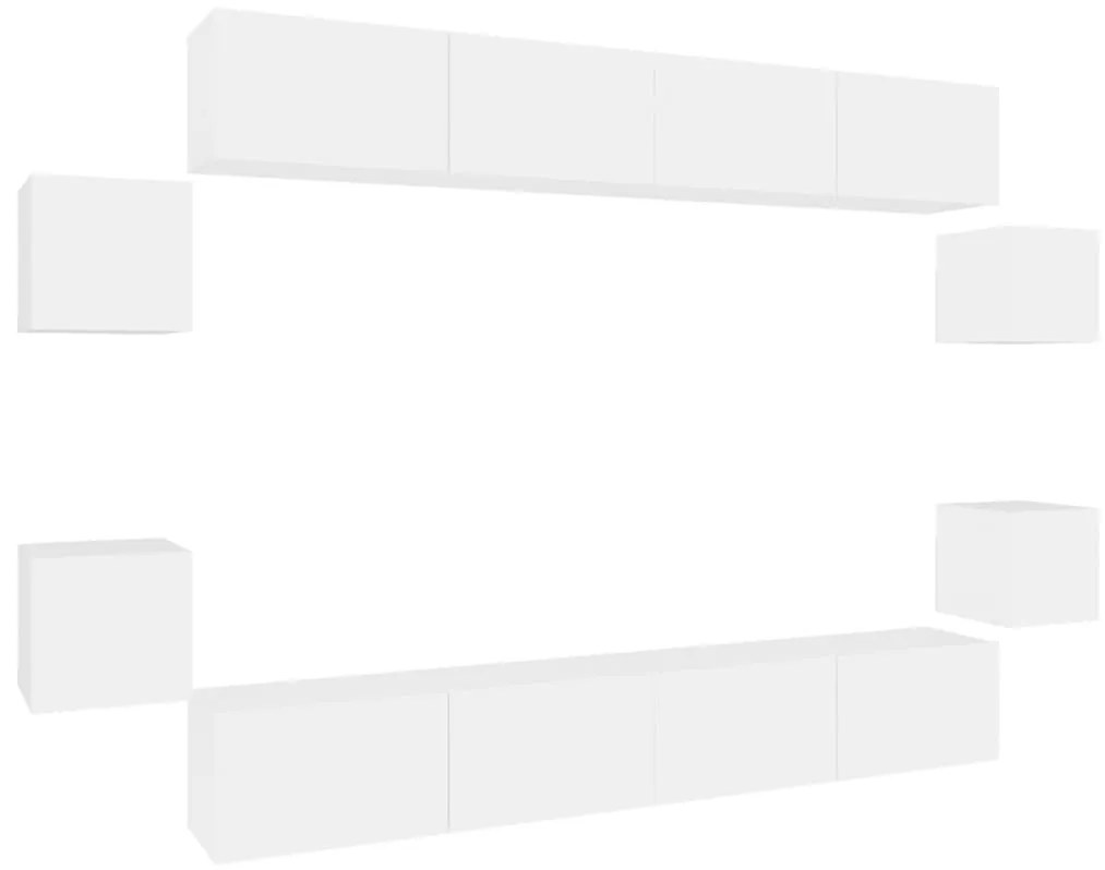 vidaXL Σετ Επίπλου Τηλεόρασης 8 Τεμαχίων Λευκό από Επεξεργασμένο Ξύλο