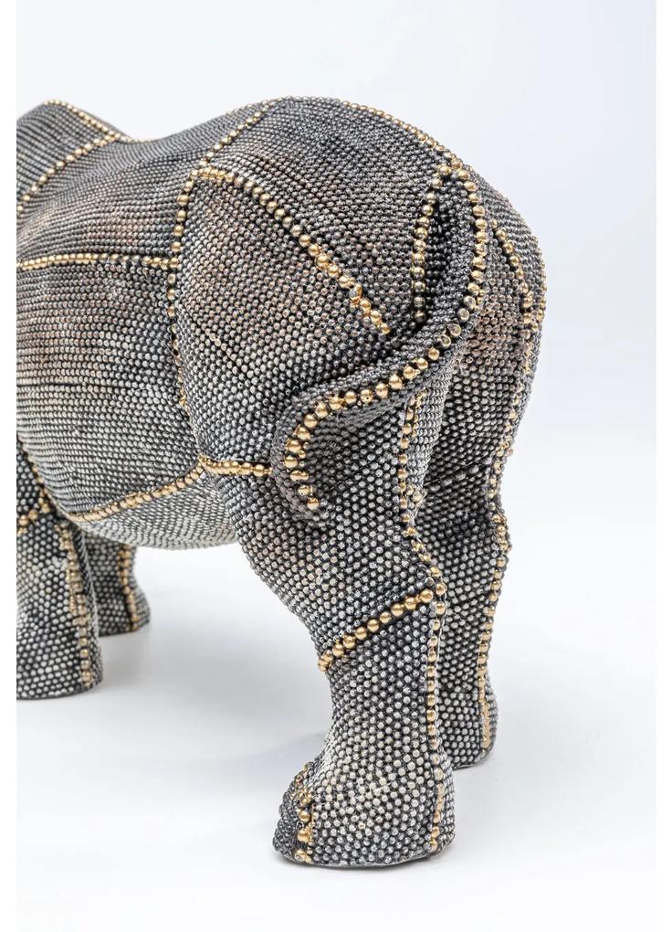 Διακοσμητικό Επιτραπέζιο Ρινόκερος Με Πέρλες Γκρι 38x11x18 εκ - Γκρι