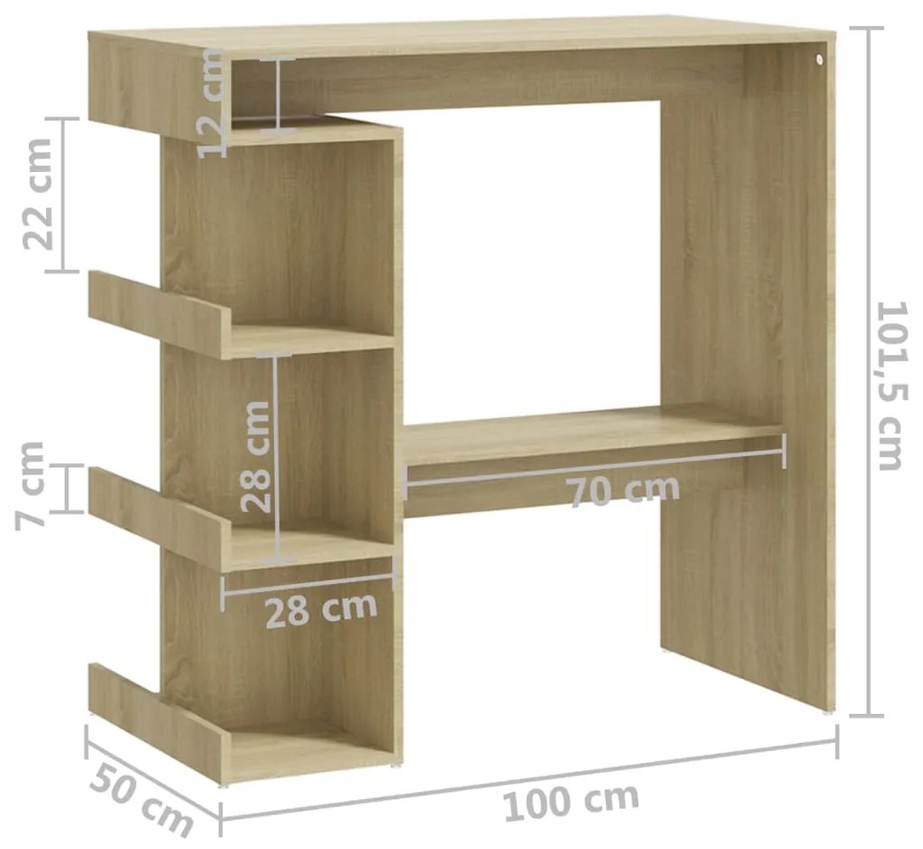 ΤΡΑΠΕΖΙ ΜΠΑΡ ΜΕ ΡΑΦΙΑ SONOMA ΔΡΥΣ 100X50X101,5 ΕΚ. ΜΟΡΙΟΣΑΝΙΔΑ 809452