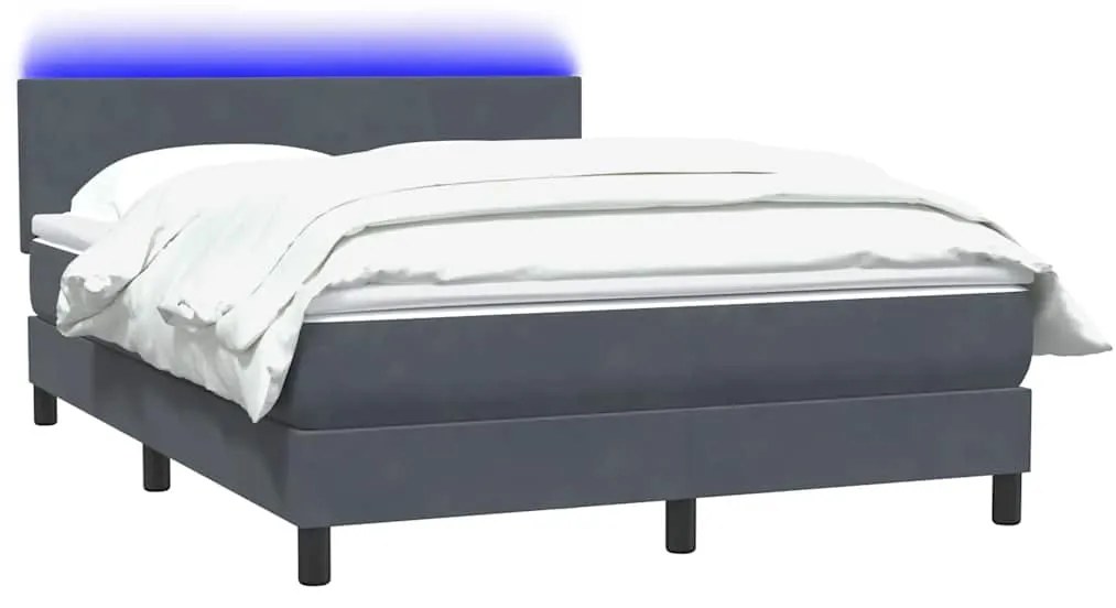 BOX SPRING ΚΡΕΒΑΤΙ ΜΕ ΣΤΡΩΜΑ ΣΚΟΥΡΟ ΓΚΡΙ 140X220 CM ΒΕΛΟΥΔΙΝΟ 3316738