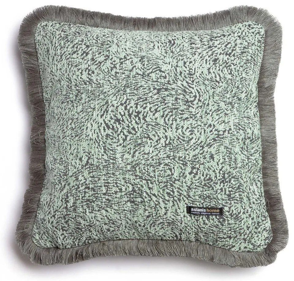 Μαξιλαροθήκη Διακοσμητική Parnassos Trimming Mint-Grey Aslanis Home 60Χ60 Βαμβάκι-Chenille