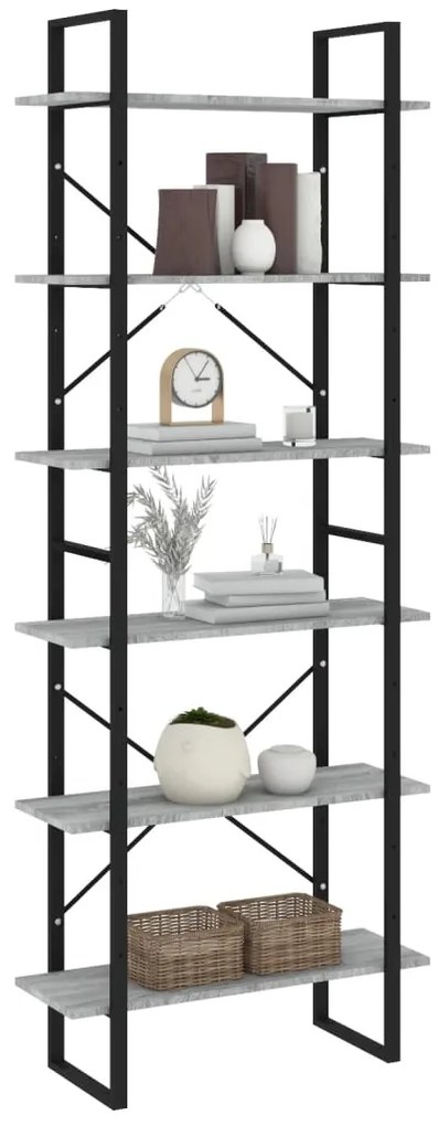 vidaXL Ραφιέρα Γκρι Sonoma 80x30x210 εκ. από Επεξεργασμένο Ξύλο