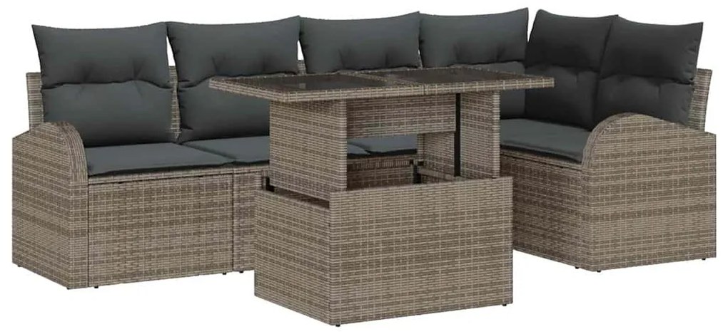 vidaXL Σετ Καναπέ Κήπου με μαξιλάρι 6 pcs Γκρι 100 x 55 x 73 εκ