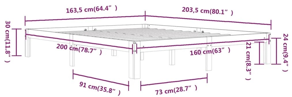 ΠΛΑΙΣΙΟ ΚΡΕΒΑΤΙΟΥ 160 X 200 ΕΚ. ΑΠΟ ΜΑΣΙΦ ΞΥΛΟ ΠΕΥΚΟΥ 810375