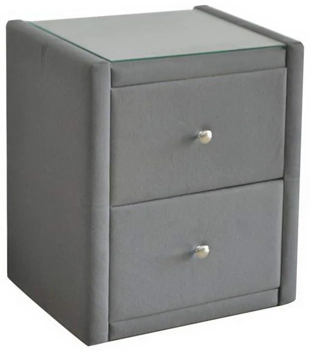 Κομοδίνο Wilton Ε8057,F2 46x41x57cm Grey Glass, Fabric