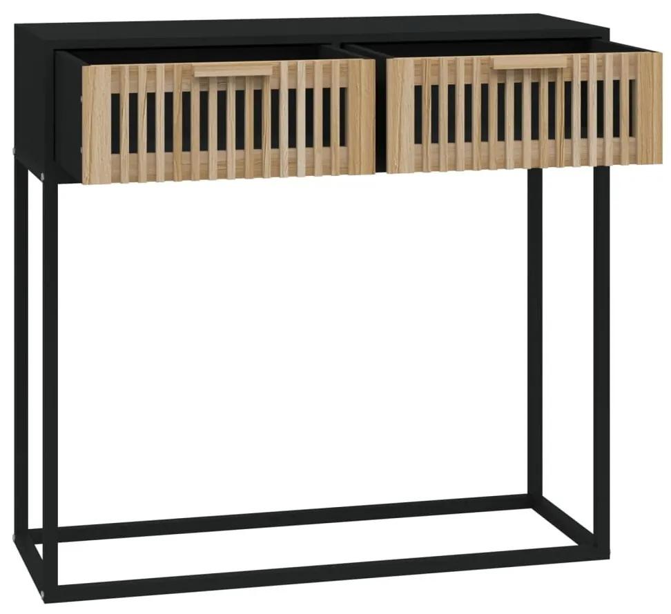 Τραπέζι Κονσόλα Μαύρο 80x30x75 εκ. Επεξεργασμένο Ξύλο / Σίδηρος - Μαύρο