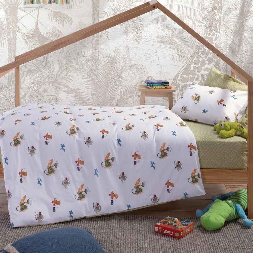 Σεντόνια Παιδικά Pop Dinos (Σετ 3τμχ) White Nef-Nef Single 170x260cm 100% Βαμβάκι