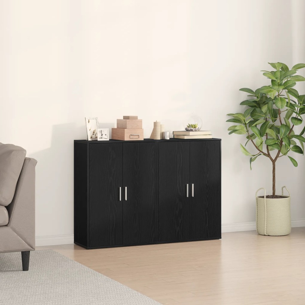 vidaXL Μπουφέδες 2 τμχ Μαύρο Δρύς 60x31x84 εκ Επεξεργασμένο Ξύλο