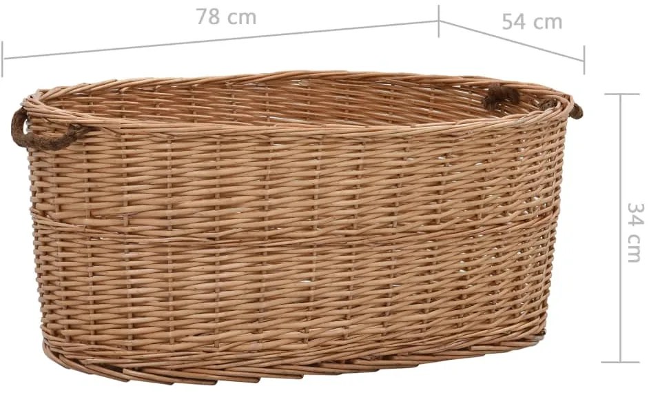 vidaXL Καλάθι Καυσόξυλων με Λαβές Μεταφοράς 78x54x34 εκ. Φυσική Ιτιά