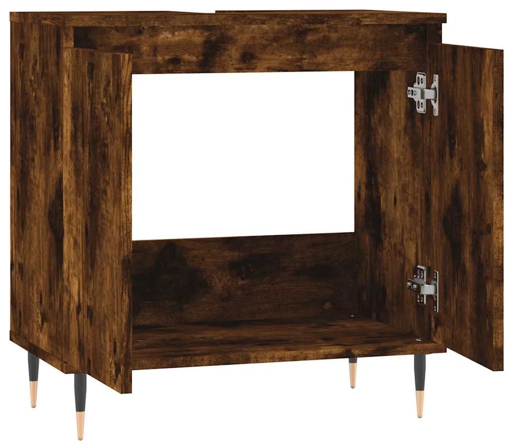 vidaXL Ντουλάπι Μπάνιου Καπνιστή Δρυς 58 x 33 x 60 εκ. Επεξεργ. Ξύλο