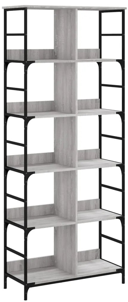 vidaXL Βιβλιοθήκη Γκρι Sonoma 78,5x33x188,5 εκ. Επεξεργασμένο Ξύλο