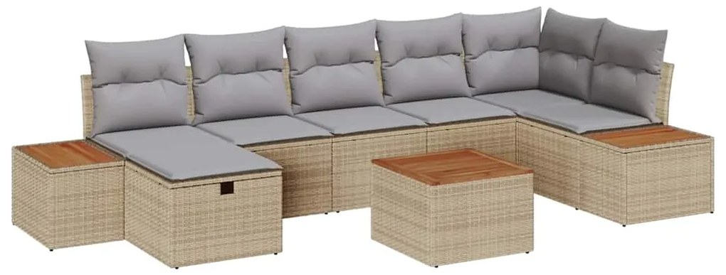 vidaXL Σετ Καναπέ Κήπου 8 pcs Μπεζ 55 x 62 x 69 εκ Πολυ ράταν