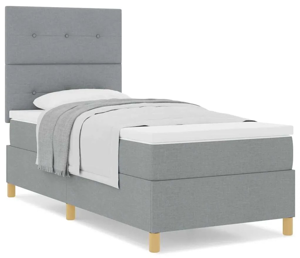 vidaXL Κρεβάτι με ελατήρια Ανοιχτό γκρι 100 x 200 cm ύφασμα