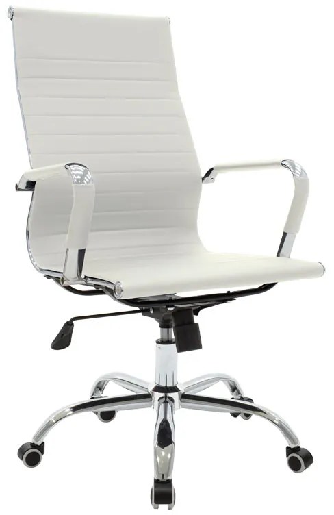 277-000002 Καρέκλα γραφείου διευθυντή Valter pakoworld λευκό pu 55.5x58x108εκ METAL. PU WHITE - CHROME, 1 Τεμάχιο