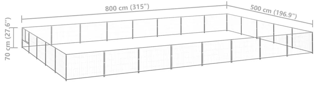 vidaXL Σπιτάκι Σκύλου Ασημί 40 μ² Ατσάλινο